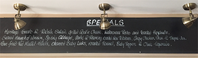 The Well at Bulkington Specials Board